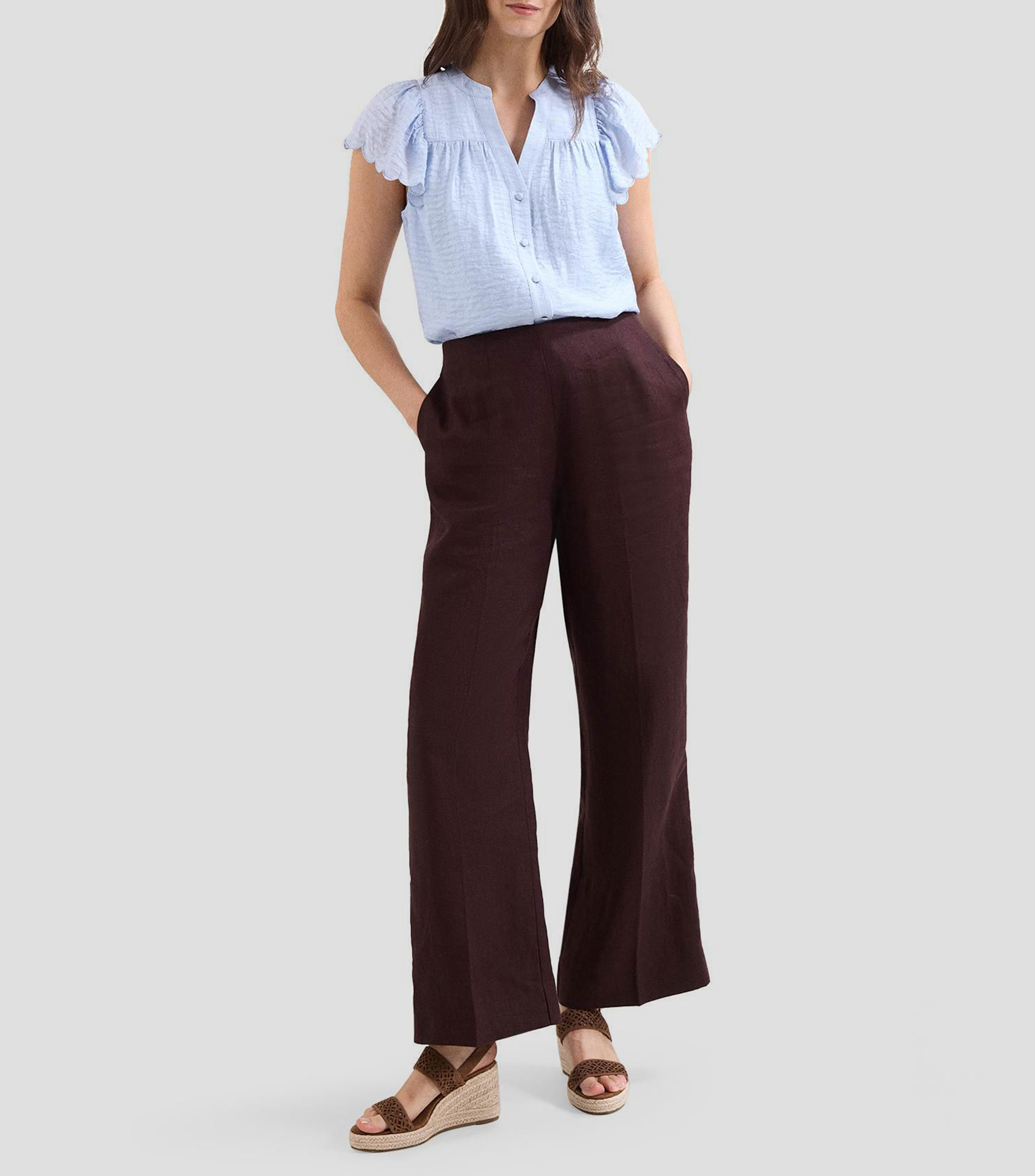 Blusa lisa manga corta Mujer